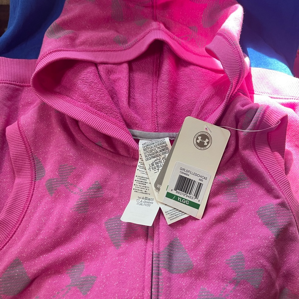 New with tags , pink sweatshirt vest for girls! Under Armour